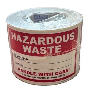 Uline S-23853 Hazardous Waste Labels – 500 Labels Per Roll – New Sealed